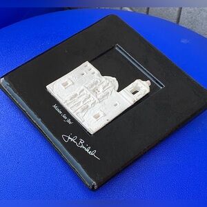 John Brickels Signed 3D Raised Relief MISSION SAN JOSE Clay Art 1980s Vintage